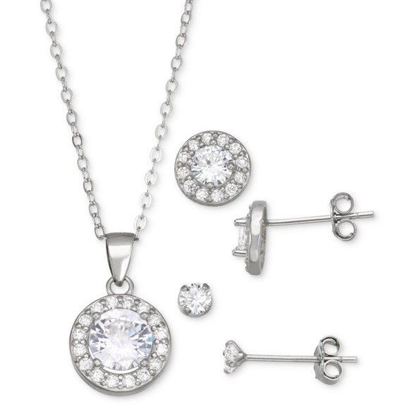 Sterling Silver CubicZirconium Necklace & Earrings - Picture 2 of 2